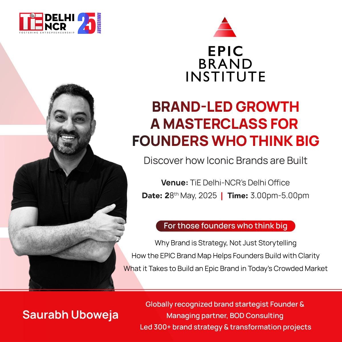 #HappeningTomorrow

🚨 Brand ≠ Logo. Learn What Really Drives Growth.
📣 Founders, it's time to stop treating branding like just a design exercise.
🔥 Join us for a power-packed masterclass that goes beyond aesthetics and dives into the real engine behind the world’s most