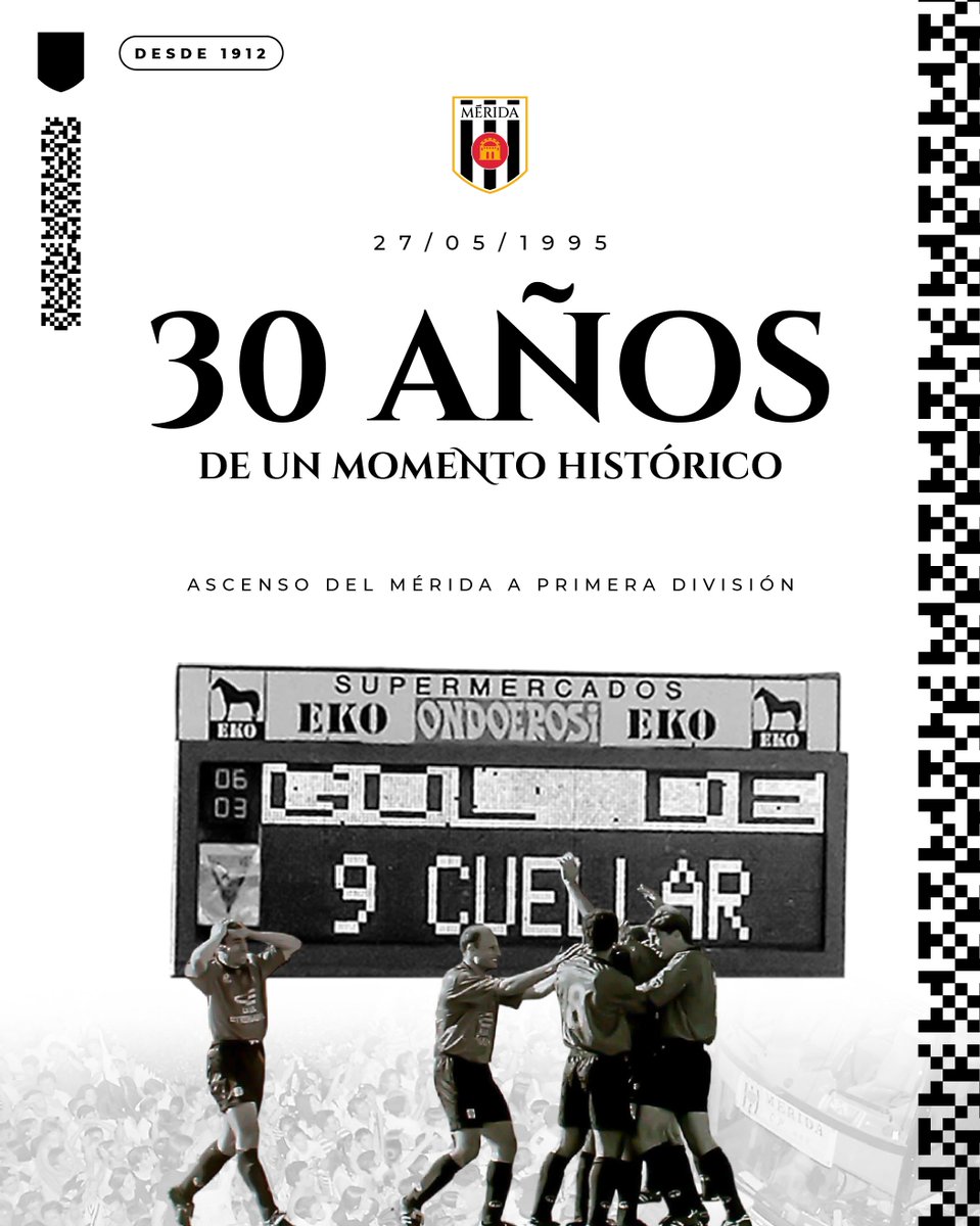 📝 '𝟑𝟎 𝐚𝐧̃𝐨𝐬 𝐝𝐞 𝐮𝐧 𝐦𝐨𝐦𝐞𝐧𝐭𝐨 𝐡𝐢𝐬𝐭𝐨́𝐫𝐢𝐜𝐨' ⚽️

😍 30 años de un gol que jamás olvidaremos
9⃣ El gol de Cuéllar
⚪️⚫️ El gol de todos los romanos
🏆 El gol que metió al Mérida en Primera División