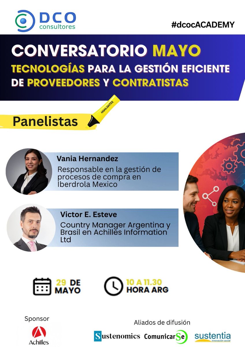 Agenda: ¡Ya llega el nuevo conversatorio sobre Sostenibilidad en las Cadenas de Suministros!

Este nuevo encuentro virtual, organizado por DCO Consultores abordará el tema “Tecnologías para la gestión eficiente de Proveedores y Contratistas”.
bit.ly/43uflP8