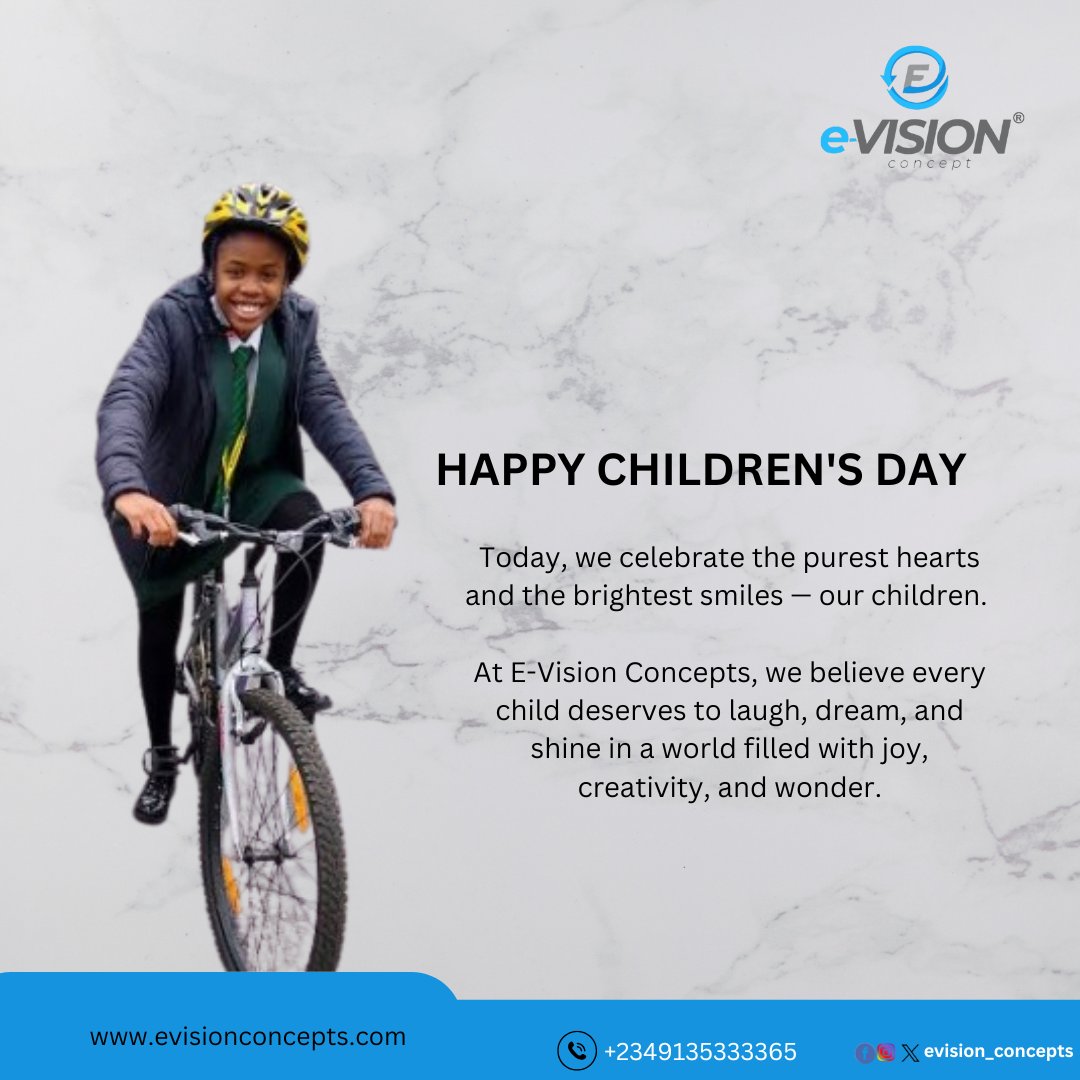 EvisionConcepts's tweet photo. 🎉🌟 Today, we celebrate the purest hearts and the brightest smiles — our children. 

At E-Vision Concepts, we believe every child deserves to laugh, dream, and shine in a world filled with joy, creativity, and wonder. 🌟 https://t.co/LmThPVtmbu
