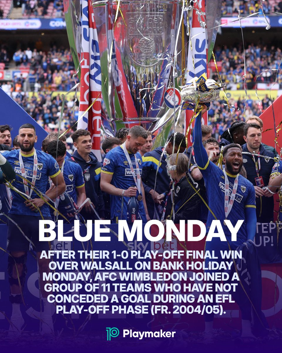 🛡️ Not conceded in #EFL play-off phase (fr. 2004/05):

⛔️ Southend (L2) 
⛔️ Watford (Champ)
⛔️ Burnley (Champ)
⛔️ Millwall (L1)
⛔️ Stevenage (L2)
⛔️ Sheff U (L1)*
⛔️ Palace (Champ)
⛔️ Fleetwood (L2)
⛔️ Preston (L1)
⛔️ CHARLTON (L1)
⛔️ AFC WIMBLEDON (L2)

* only unpromoted team