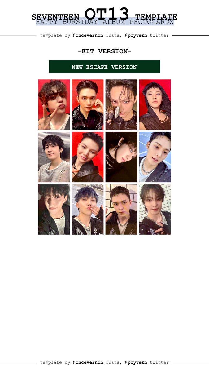 seventeen 5th album happy burstday ot13 photocard template for the