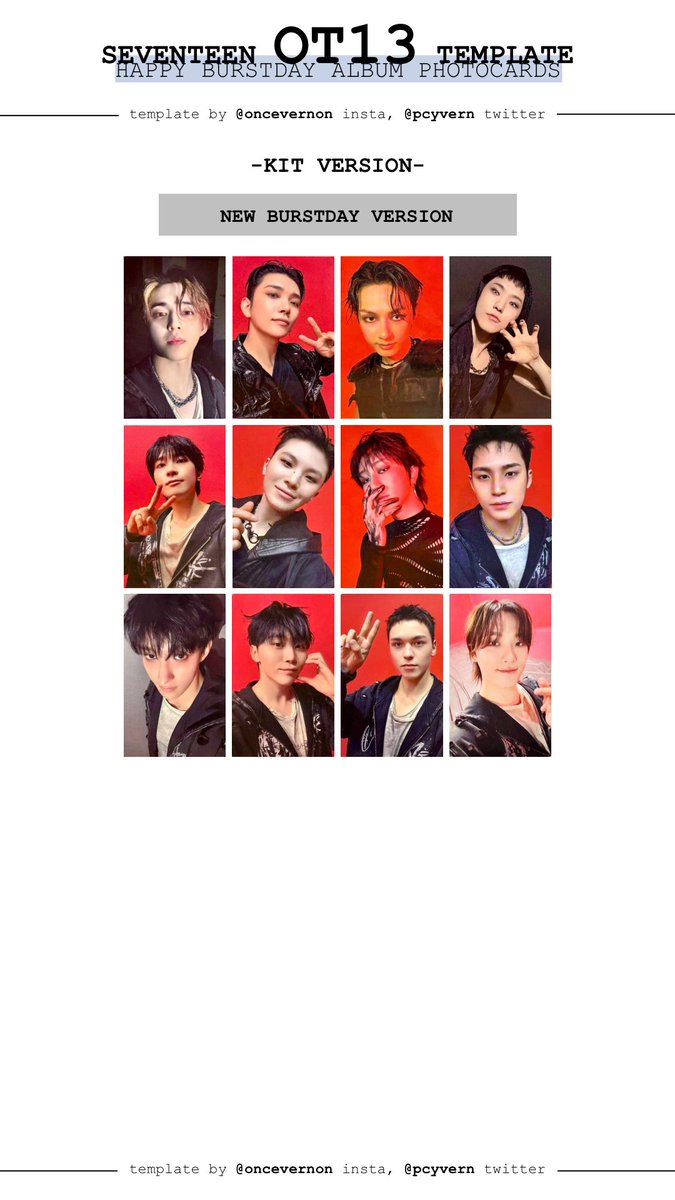 seventeen 5th album happy burstday ot13 photocard template for the