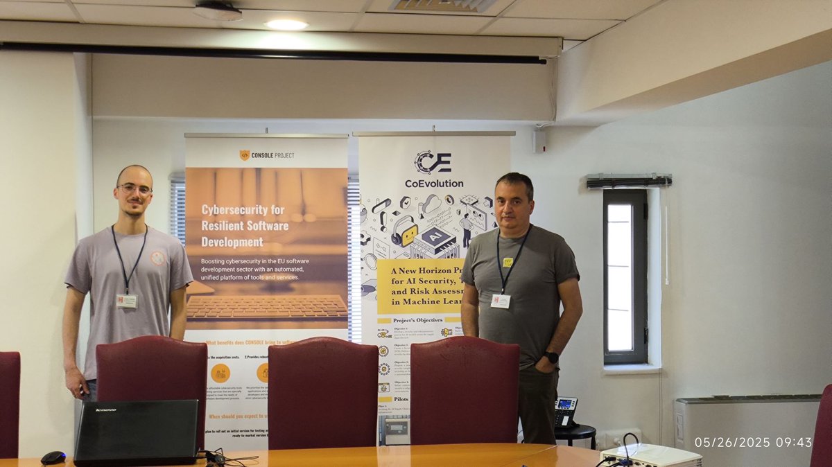 CoEvolution is at #CyberHOT in beautiful Chania, Crete!
Our team is proudly showcasing the project with a roll-up banner, flyers, and a dedicated presentation.
Great networking &amp; deep discussions on the future of cybersecurity in Europe! 🔐🌍
#Cybersecurity #HorizonEurope