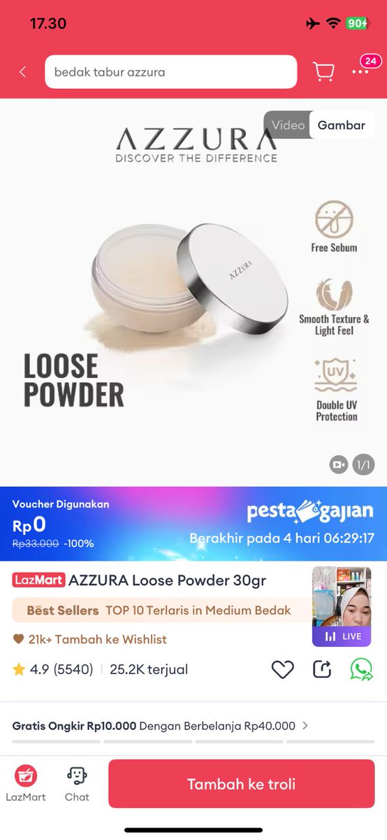 udah Hari Terakhir Pesta Gajian aja nih, masih ada yang belum checkout di lazada pesta gajian kah? kalo kata gue sih mending checkout sekarang mumpung masih ada lazmall brand deals s.d 80% sama voucher bonus s.d 500rb. gue mau checkout ini hihi lazada.co.id/products/pdp-i…