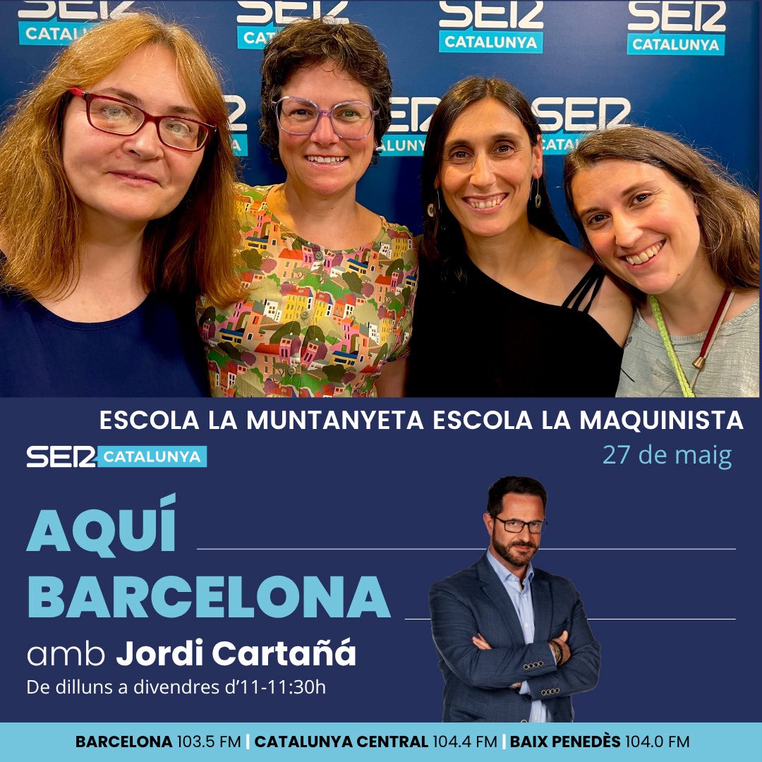 SER CATALUNYA (@sercatalunya) on Twitter photo “No és menor que el català sigui el llenguatge vehicular del nostre projecte en un alumnat majoritàriament castellanoparlant.” Marta Ortega, <a href="/EscMaquinista/">Escola La Maquinista</a> amb <a href="/Jcartanya70/">Jordi Cartañá</a>
🎭👧📚🎤 També ens visita l’Escola La Muntanyeta. Ambdues de #Barcelona
<a href="/FundacioCarulla/">Fundació Carulla</a>
🎧 Escolta “No és menor que el català sigui el llenguatge vehicular del nostre projecte en un alumnat majoritàriament castellanoparlant.” Marta Ortega, <a href="/EscMaquinista/">Escola La Maquinista</a> amb <a href="/Jcartanya70/">Jordi Cartañá</a>
🎭👧📚🎤 També ens visita l’Escola La Muntanyeta. Ambdues de #Barcelona
<a href="/FundacioCarulla/">Fundació Carulla</a>
🎧 Escolta