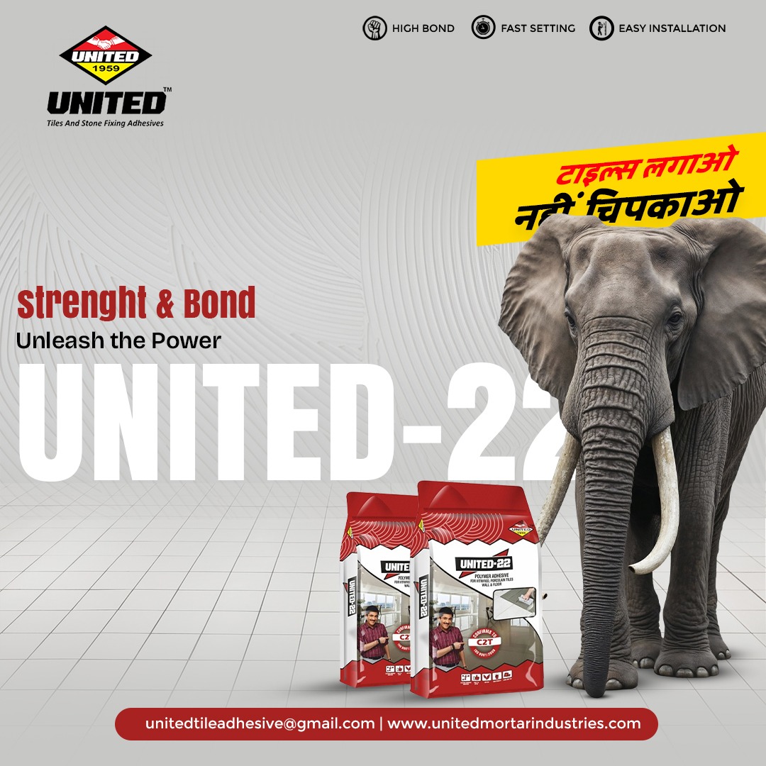 unitedadhesive's tweet image. 🚧 BUILD STRONG. STAY STRONG.
UNITED-22 from United Mortar Industries – the preferred choice of builders, contractors, and tile installers across India.
✅ High Bond Strength
✅ Fast Setting Formula
✅ Easy Installation
#TileAdhesive #HeavyDutyBonding #ContractorChoice