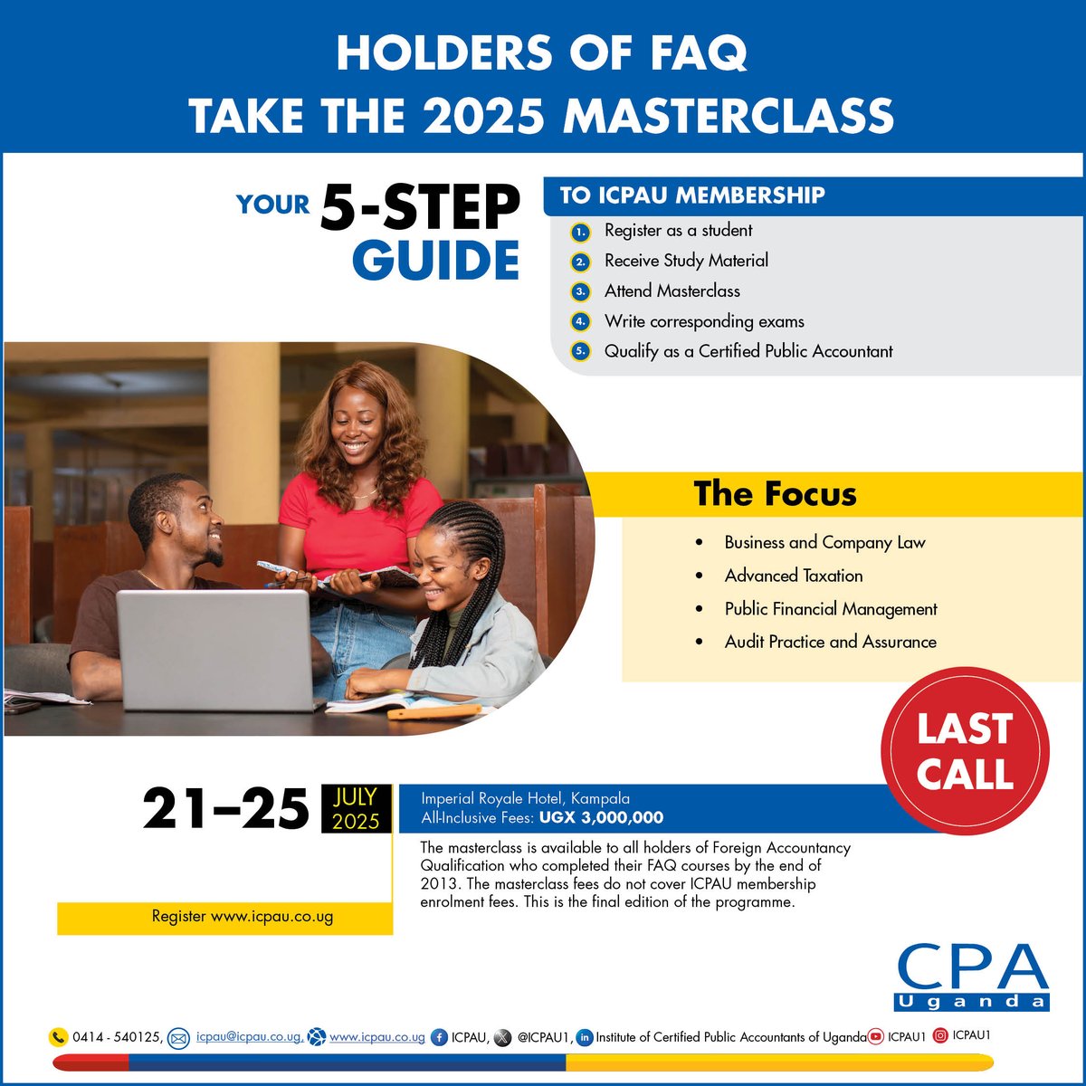 Do you hold a Foreign Accountancy Qualification?
Register for the FAQ Masterclass and take the final step toward recognition in Uganda.
 📩 Start your journey: pulse.ly/sqcrhppizl

#ICPAUFAQMasterClass
#WeCreateImpact