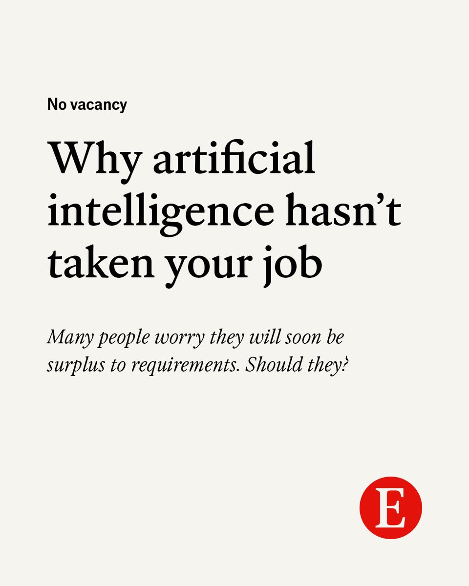 So far there is little evidence that artificial intelligence is stealing jobs. Quite the opposite, in fact econ.st/3Z5ovQJ