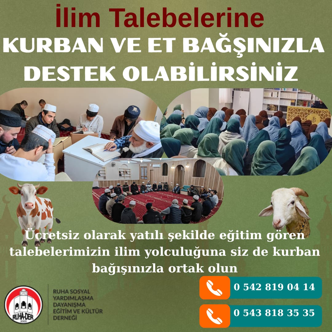 ruha_der's tweet photo. BİR PAY DA İLİM TALEBELERİNE!

Medrese Talebelerimize Kurban ve Et bağışınızla Destek Olabilirsiniz!

#suffe #medrese #ilim #ahlak #hareket https://t.co/oo69LchMJE