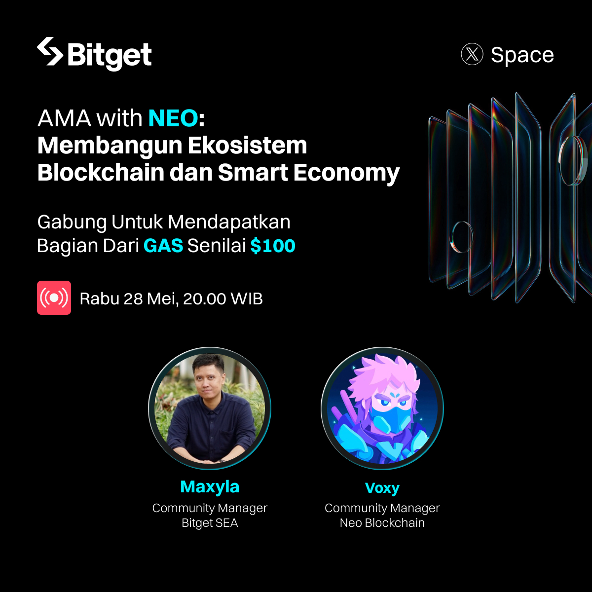 Bitgetizen, siap mengenal lebih dalam tentang <a href="/Neo_Blockchain/">Neo</a> dan ekosistemnya? Ini saatnya!

Yuk gabung di X Space bersama Voxy, Community Manager <a href="/NeoBlockchainID/">Neo Smart Economy Indonesia</a> untuk kupas tuntas visi dan teknologi dari salah satu pionir blockchain ini.

🗓️ 28 Mei 2025, pukul 20.00 WIB