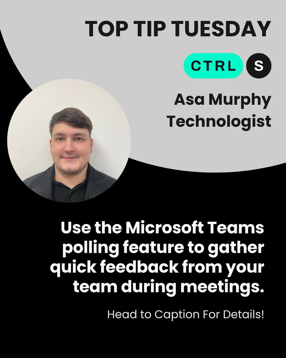 CTRLSltd's tweet photo. Use the Microsoft Teams polling feature to gather quick feedback from your team during meetings.

It keeps things interactive, efficient, and helps decisions get made faster.

Smart meetings = better outcomes. https://t.co/8vzxoPq1H8