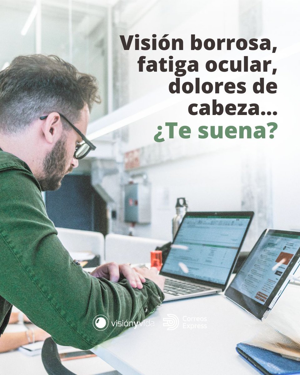 Visión y Vida (@a_visionyvida) on Twitter photo Pasamos más de 7 horas frente a pantallas 📱y eso tiene consecuencias: fatiga ocular, dolores de cabeza... ¿Te suena?
👉 Si tienes miopía, hipermetropía, astigmatismo o presbicia, usar gafas no es opcional: es cuidar tu salud visual.
🤝<a href="/CorreosExpress/">Correos Express</a>
#SequedadOcular
⬇️ Pasamos más de 7 horas frente a pantallas 📱y eso tiene consecuencias: fatiga ocular, dolores de cabeza... ¿Te suena?
👉 Si tienes miopía, hipermetropía, astigmatismo o presbicia, usar gafas no es opcional: es cuidar tu salud visual.
🤝<a href="/CorreosExpress/">Correos Express</a>
#SequedadOcular
⬇️