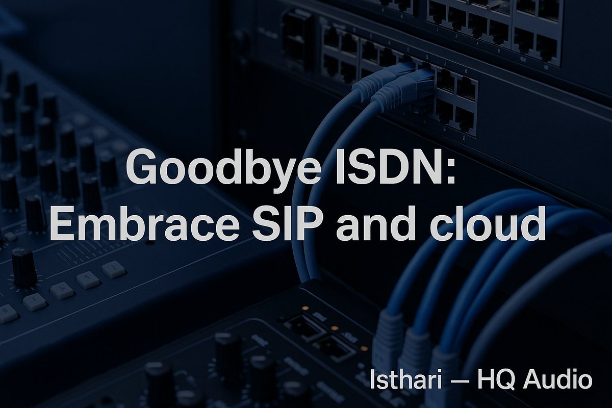 isthari's tweet image. 👋 Goodbye ISDN.
Hello SIP &amp;amp; cloud-native contribution.
Modernize your broadcast infrastructure with HQ Audio:
IP-native (AES67, Dante)
Scalable &amp;amp; efficient
Centralized control
Minimal hardware
isthari.com/hq-audio
#BroadcastTech #SIPAudio #AoIP #CloudBroadcasting