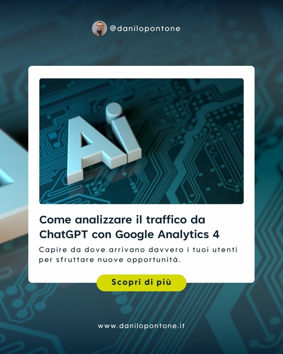 danilopontone's tweet photo. 🤖 ChatGPT e affini suggeriscono il sito della tua struttura nelle loro risposte? 
 
In questo approfondimento ti mostro come scoprirlo 👉  https://t.co/NfsRrkEHOs https://t.co/hHjcl3gExH
