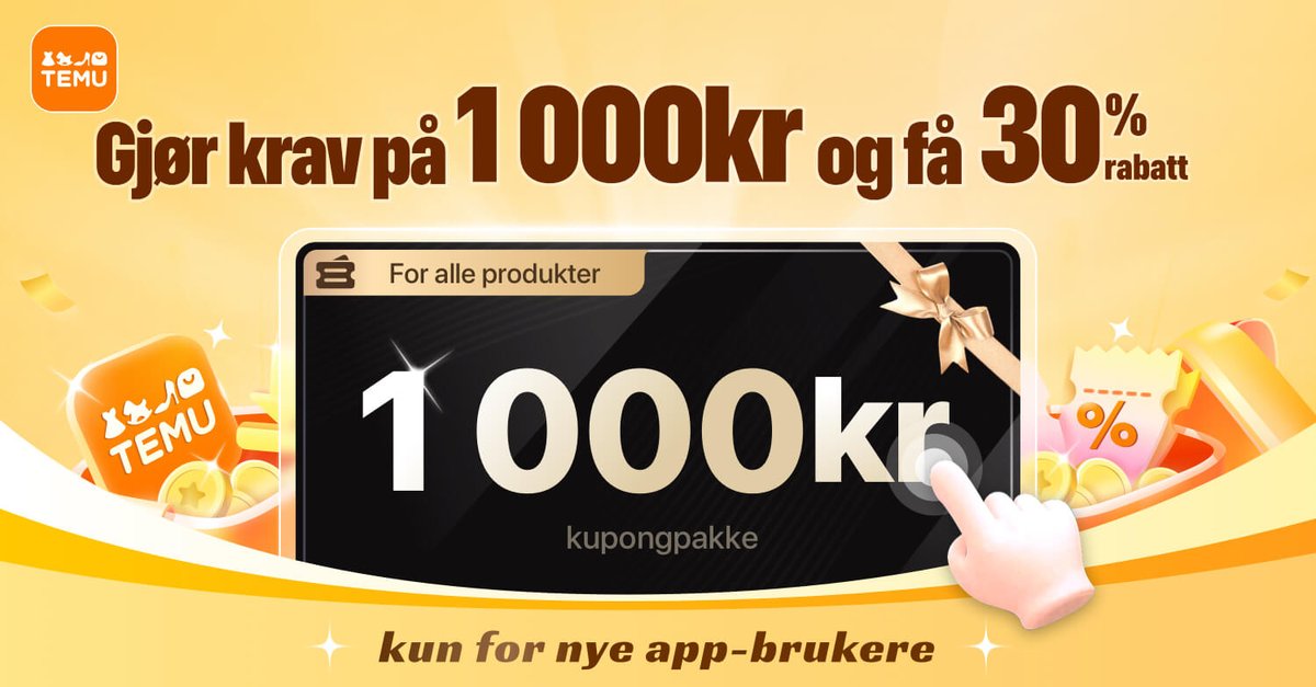 Lejon87's tweet photo. Skaff deg 1 000 kr kupongpakke nå ved å klikke på https://t.co/OEP3ieFExW Få 💰1 000 kr direkte i Temu-appen her: https://t.co/aaNjALkNB7
Nok en overraskelse til deg! Klikk på https://t.co/vWuF6YLJgb for å tjene sammen med meg🤝! https://t.co/bnplKe5INq