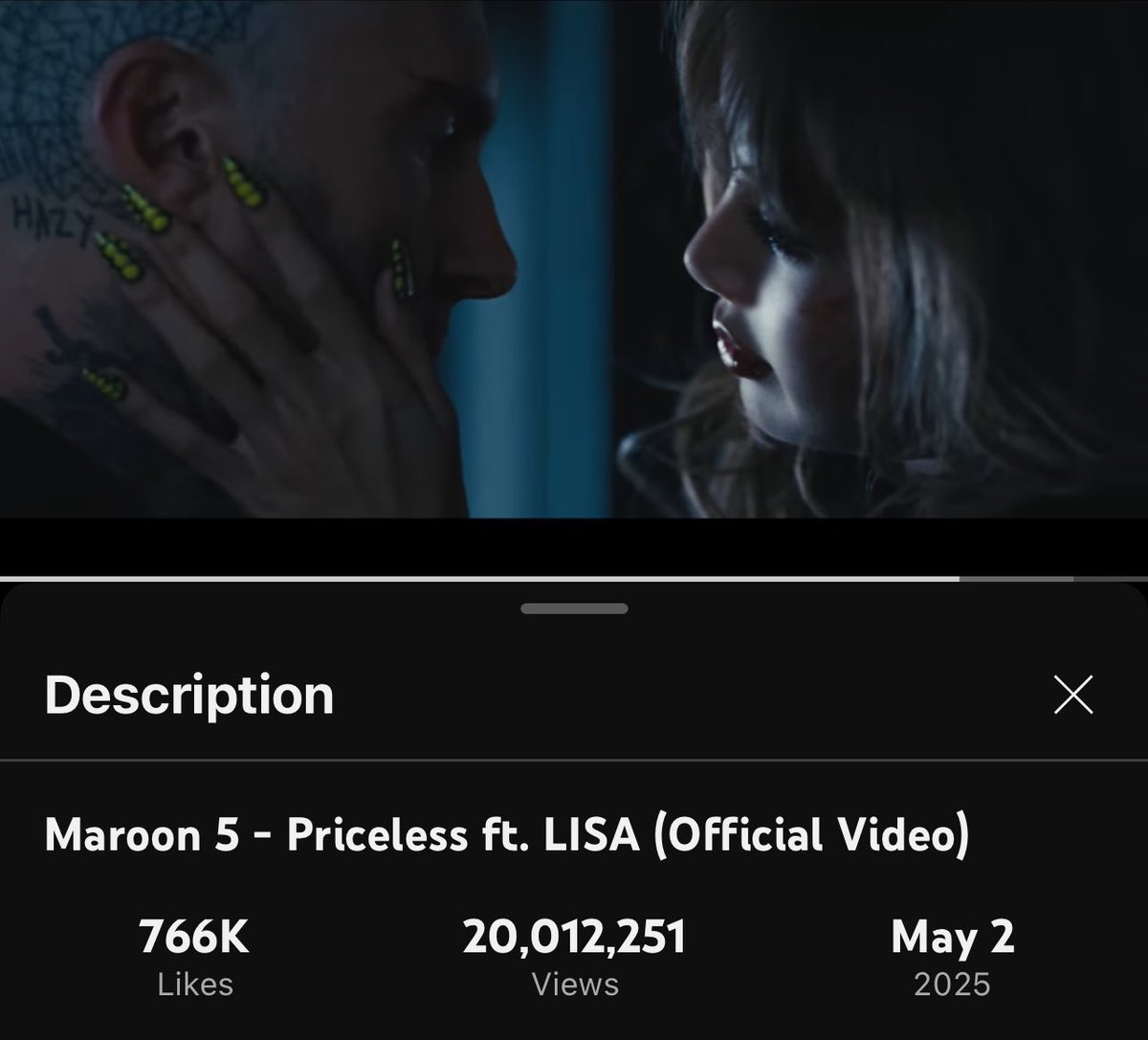 Priceless คนสวยขา  20 ล้านแล้วทุกคนนน🎉
#LISAxPRICELESS 
#MAROON5xLISA_PRICELESS 
#MAROON5xLISA