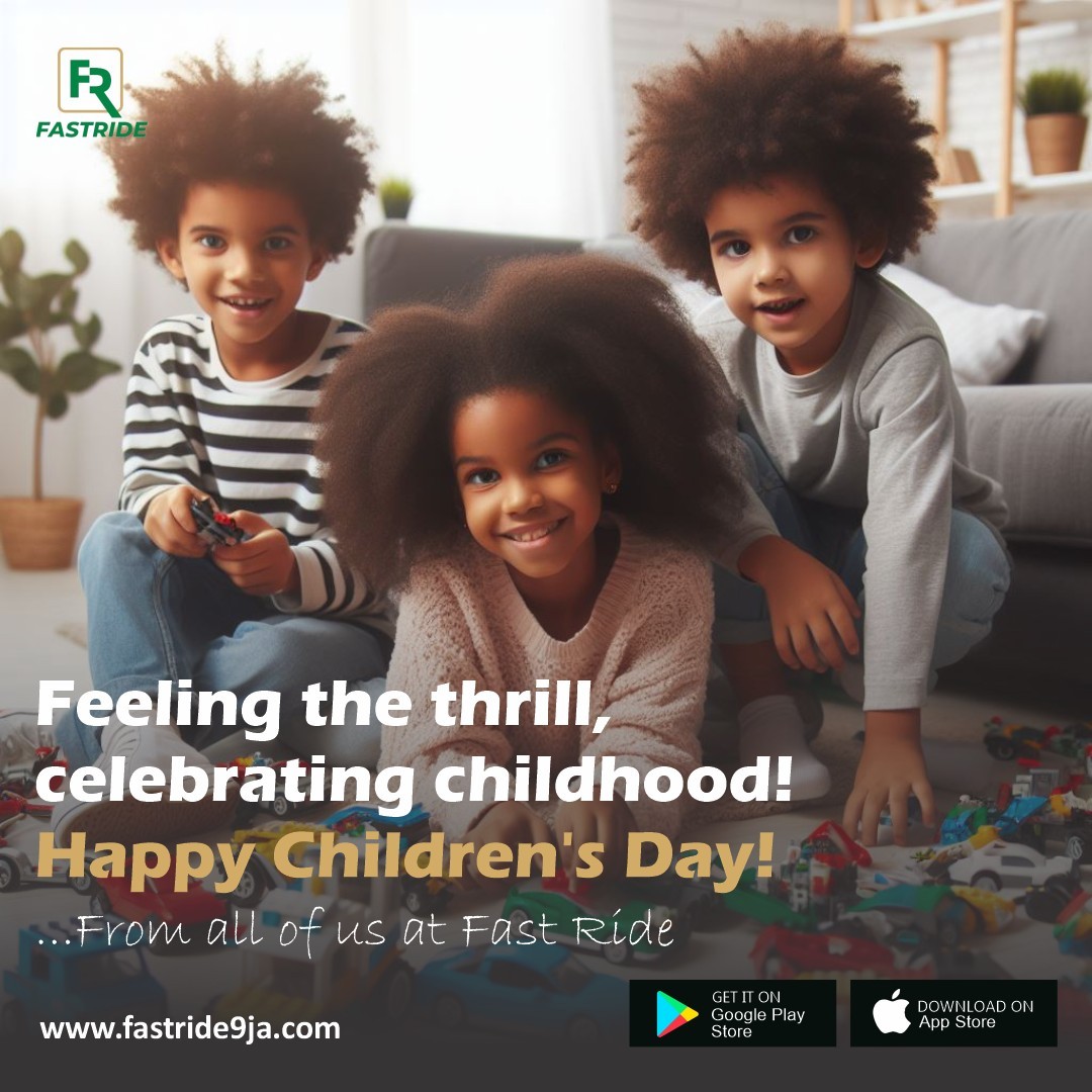 fastrideltd's tweet photo. Happy Children's Day! 
Let's nurture their dreams, help them fulfill their destiny, and give them wings to fly! 
From all of us at Fast Ride. 

Download the Fast Ride app now;
https://t.co/7u2jqNESGI

#ChildrensDay #FutureLeaders #HappyChildrensDay #Lagos #Warri #Benin #Abuja https://t.co/ld76Mf59OI