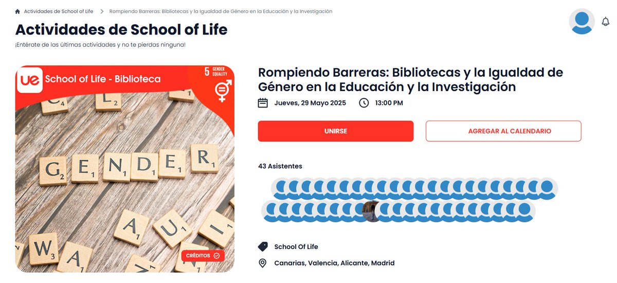 MES DE LA DIVERSIDAD <a href="/UEuropea/">Universidad Europea</a> 
Rompiendo Barreras: Bibliotecas y la Igualdad de Género en la Educación y la Investigación

¡Apúntate! 🔗schooloflife.universidadeuropea.com/plans/details/…

🗓️29 mayo
🕖13:00 h.