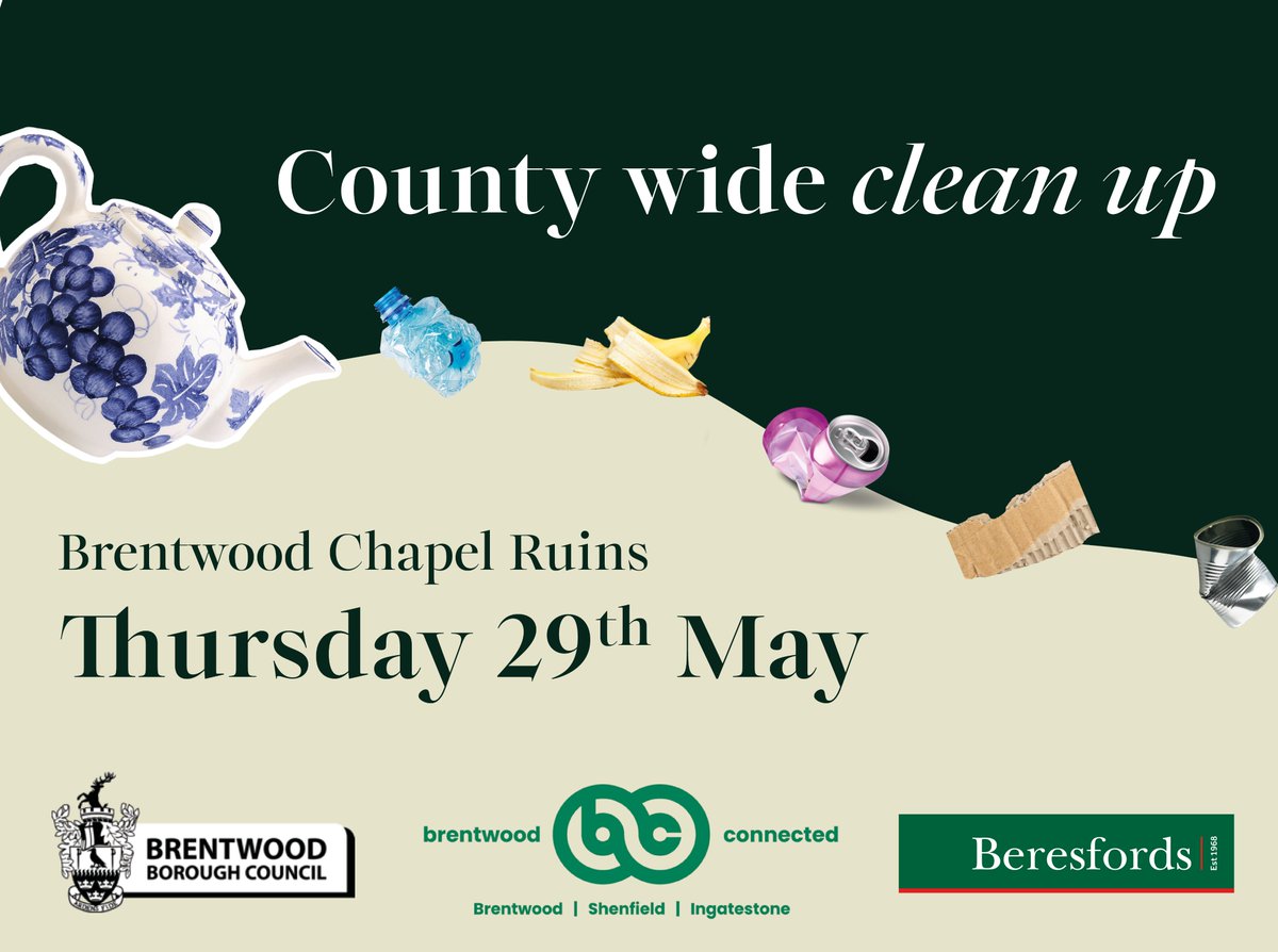 Brentwood Connected (@bwdconnected) on Twitter photo Come and join our clean up with <a href="/Beresfords/">Beresfords</a> this week 🚮
🗓️ Thursday 29 May
⏰ 9.30 - 11.30am
📍Chapel Ruins, High Street, Brentwood (followed by a cuppa at Beresfords at 77-79 High Street)
The Brentwood Connected Town Rangers will be joining the Beresfords team 👍 Come and join our clean up with <a href="/Beresfords/">Beresfords</a> this week 🚮
🗓️ Thursday 29 May
⏰ 9.30 - 11.30am
📍Chapel Ruins, High Street, Brentwood (followed by a cuppa at Beresfords at 77-79 High Street)
The Brentwood Connected Town Rangers will be joining the Beresfords team 👍