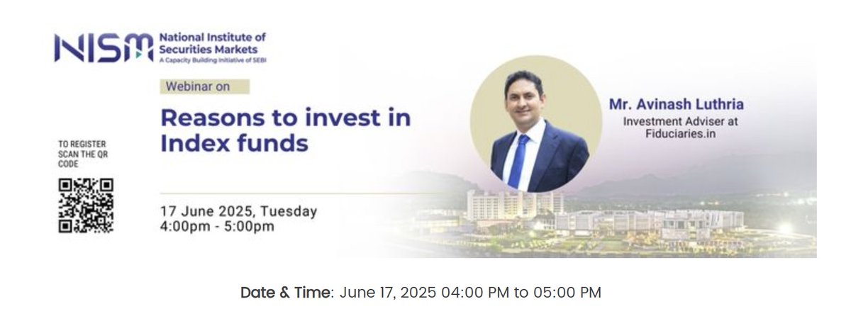 kendheswapnil's tweet photo. Reasons to invest in Index Funds - Webinar by Avinash Luthria on June 17th

https://t.co/a4jXH6rHcV https://t.co/tcd577s1Om