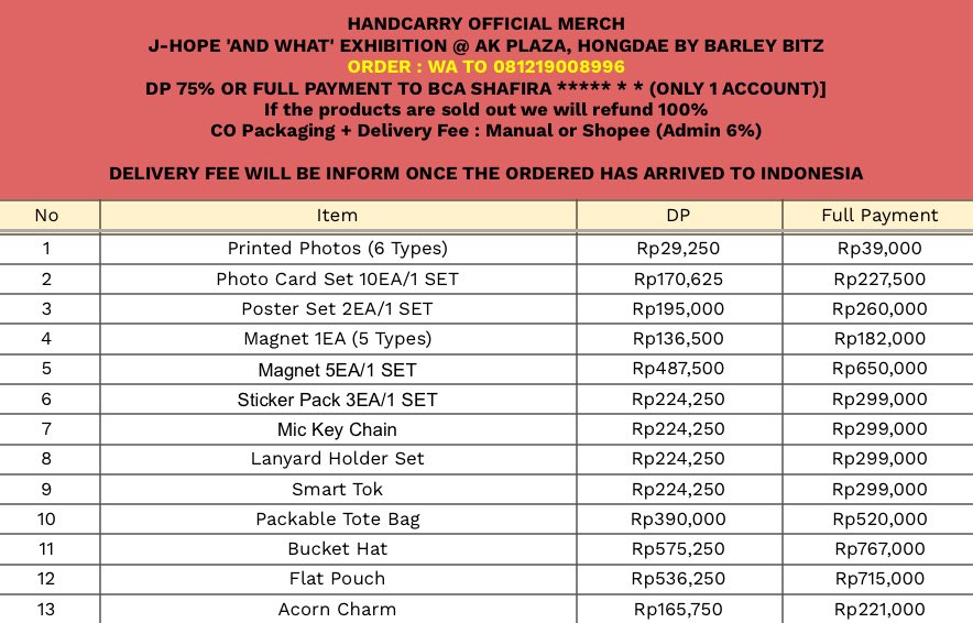 BarleyBitz's tweet photo. ⭐️ Open Handcarry by @BarleyBitz ⭐️
J-Hope 'AND WHAT’ Merchandise Exhibition @ AK Plaza Hongdae Seoul

💰 Based on pic / DP 75% or Full Payment
📍 Jakarta Selatan 🇮🇩
📅 ETA 23 June 2025, shipping start 25 June
🛍️ CO Manual / 🍊 (Admin Fee) https://t.co/Jfzy9g1JrF