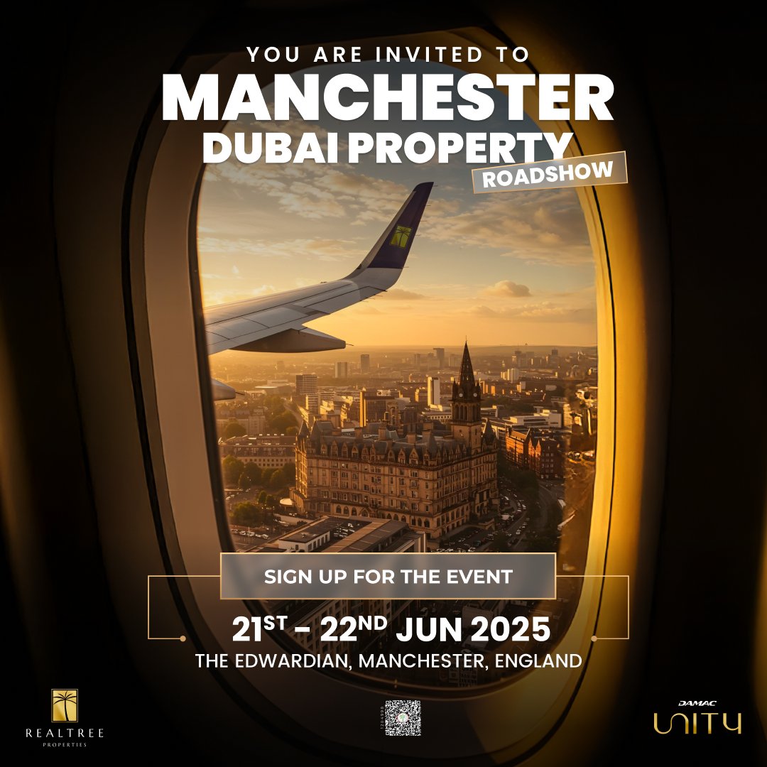 realtreedubai's tweet image. Dubai Property Show | Manchester 🌟
🗓 21–22 June 2025
📍 The Edwardian Manchester

Luxury Dubai homes, 1% Monthly Payment Plan, 4% DLD waiver, Golden Visa &amp;amp; more!

🎟️ Limited VIP passes – book now!
#DubaiProperty #ManchesterEvent #GoldenVisa #RealtreeProperties #DubaiInvestment