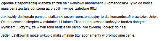 omnibet_pl's tweet photo. 🔴 Do końca maja abonament dwutygodniowy u komandosa5 aż 35% taniej. 

🏐 Zacznij siatkarski sezon reprezentacyjny razem z nami!

👉 https://t.co/7EUIOY9t75 https://t.co/icamf1SpEl
