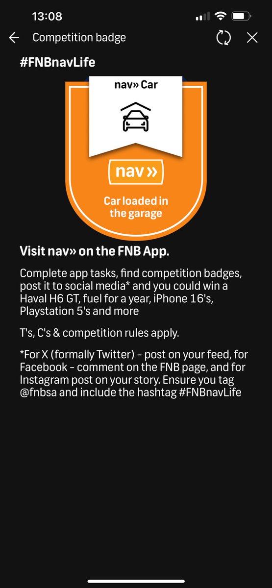 Got around to adding vehicle on <a href="/FNBSA/">FNB South Africa</a> #FNBnavLife