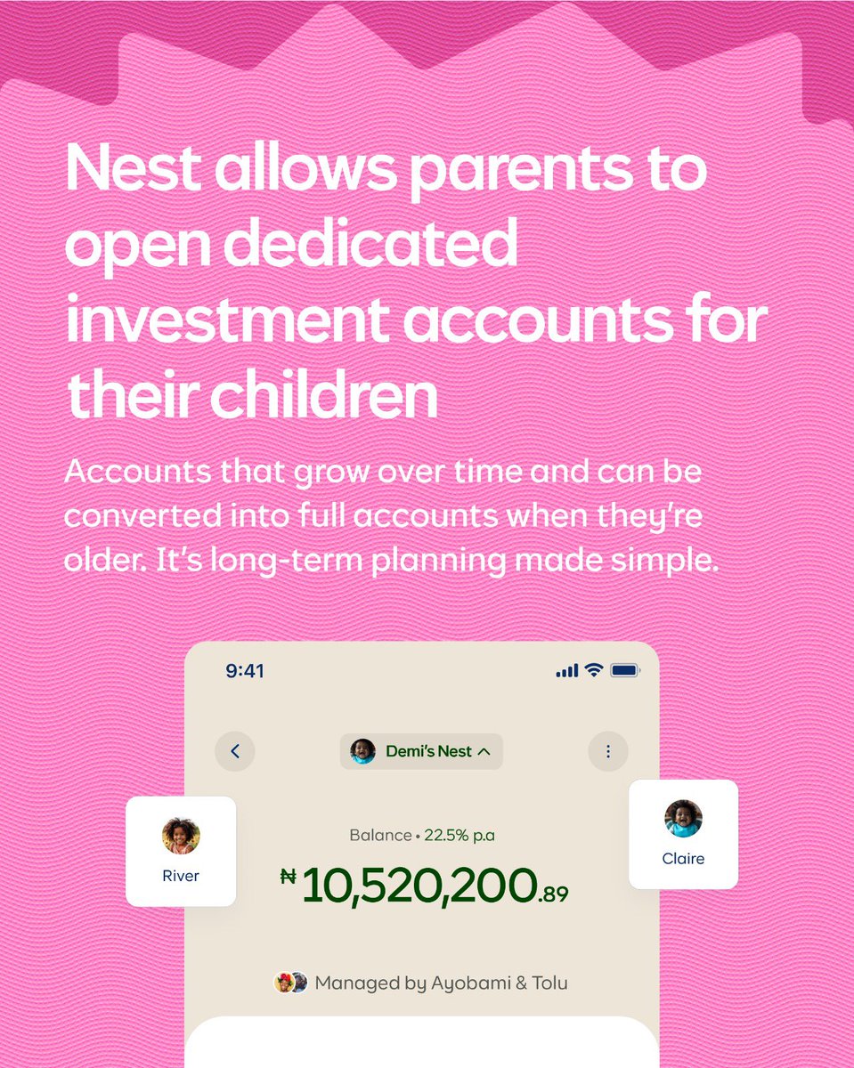 Your child's future starts as soon as you give birth to them. No matter how much you make, every N10,000 should count. Start funding for their future with Nest by Cowrywise and hand it over to them when they are 18.
