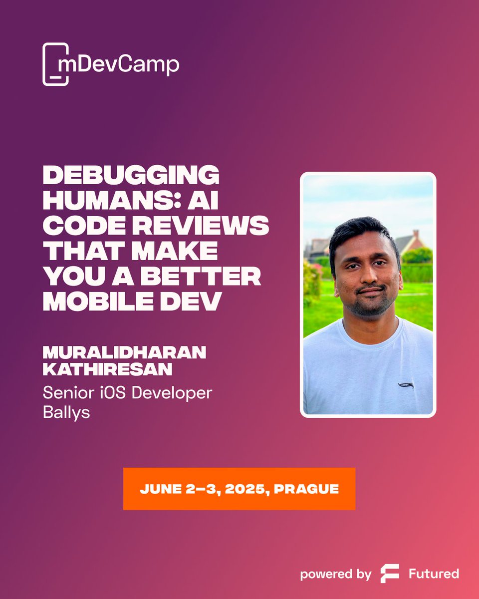 🧠 Debugging Humans: AI Code Reviews That Make You a Better Mobile Dev

At #mDevCamp2025, Muralidharan Kathiresan, Senior iOS Developer at Ballys, will show you how AI is changing the world of code reviews!

Code reviews in pull requests have long been the backbone of software