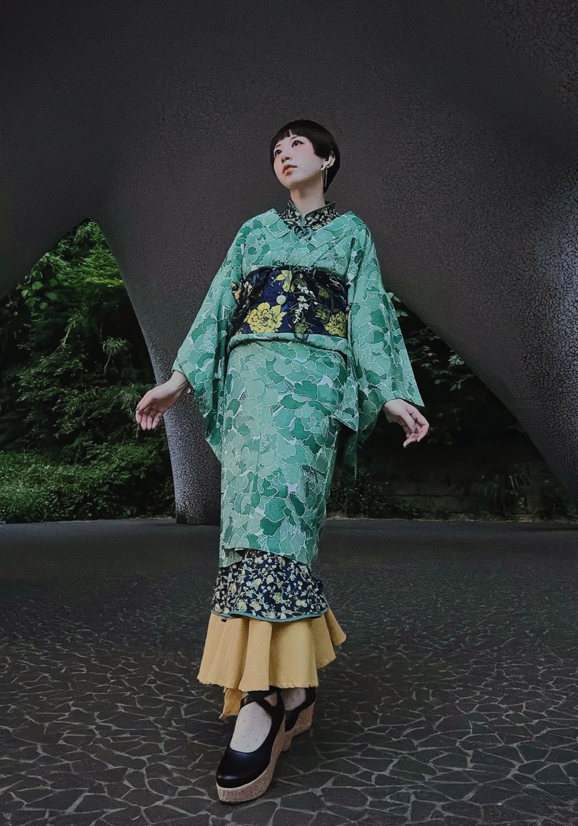 🌿着物と洋服の間にあるワンピース🌿 うさこまデザインの着物用