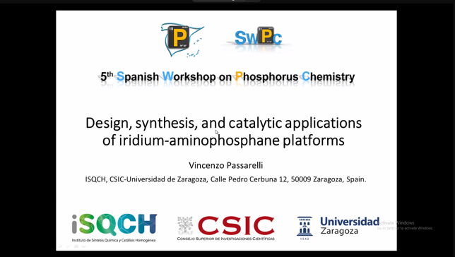 PhosChemSpain (@phoschemspain) on Twitter photo Let’s continue with Vicenzo Passarelli from University of Zaragoza (<a href="/ISQCH/">ISQCH (CSIC-UNIZAR)</a>) who is going to talk about the design, synthesis, and catalytic applications of iridium-aminophosphane platforms. ⚗️🙌 #SWPC2025 #PhosphorusChemistry #Catalysis Let’s continue with Vicenzo Passarelli from University of Zaragoza (<a href="/ISQCH/">ISQCH (CSIC-UNIZAR)</a>) who is going to talk about the design, synthesis, and catalytic applications of iridium-aminophosphane platforms. ⚗️🙌 #SWPC2025 #PhosphorusChemistry #Catalysis