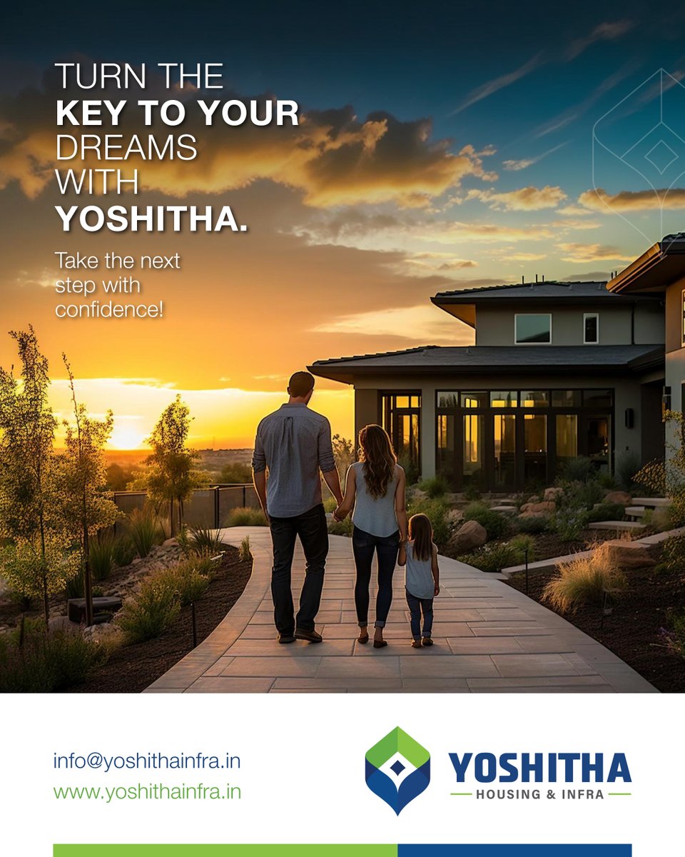 yoshithainfra's tweet image. Your dream home starts here! 🌟 Yoshitha Infra offers prime plots designed for comfort, growth &amp;amp; value.

Contact us: info@yoshithainfra.in
Visit our website: yoshithainfra.in

#YoshithaInfra #DreamPlot #TurnTheKey #HomeBeginsHere #FutureReady #InvestSmart #RealEstate