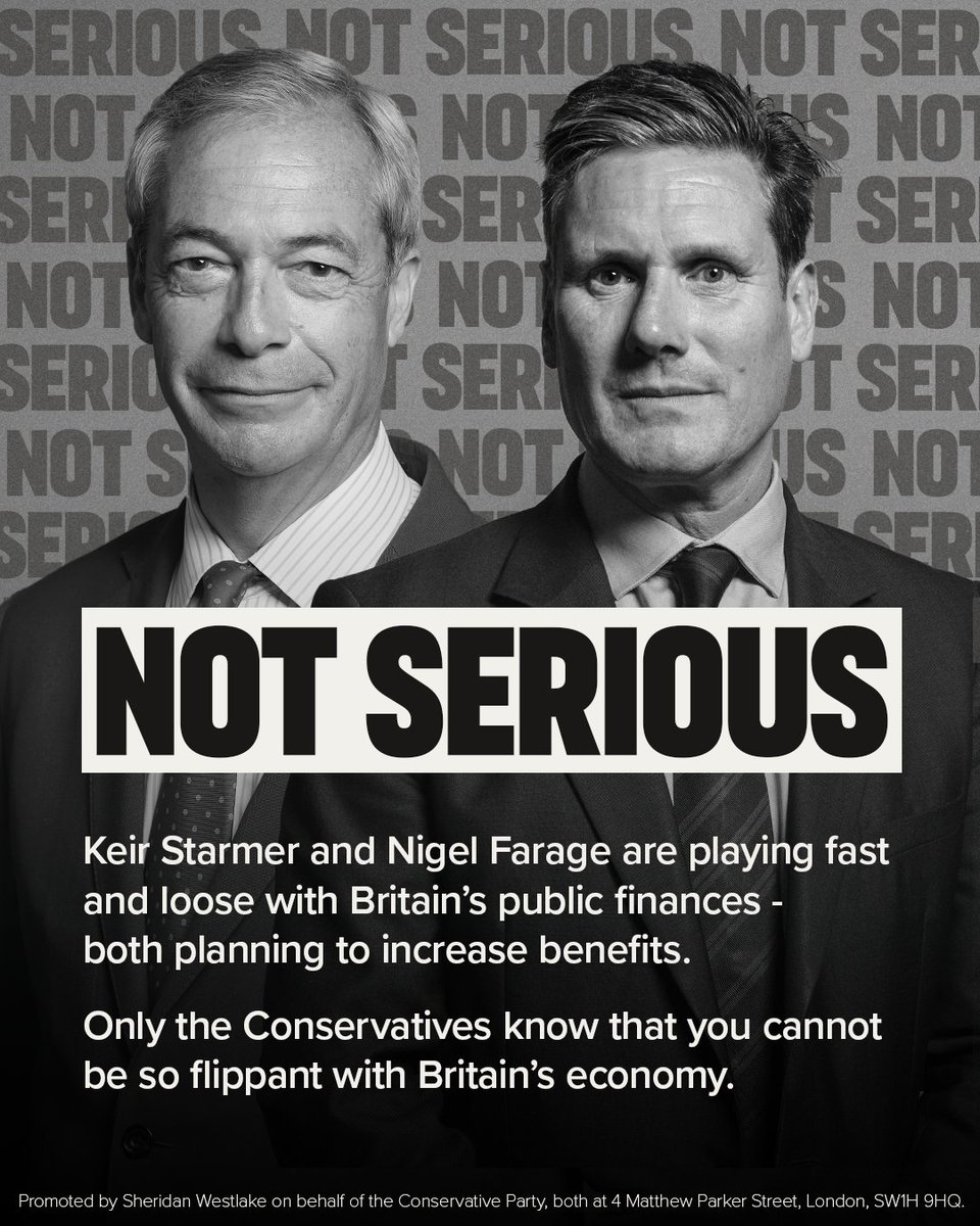 Keir Starmer and Nigel Farage will say whatever they think will get them more votes. Not what is in the national interest.

We’re the only Party being honest with the public about the problems the UK faces.