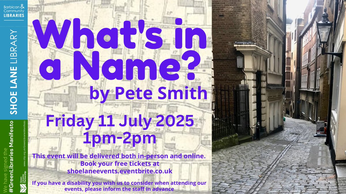 What’s in a Name? A talk by Pete Smith
Friday 11 July 2025
1pm-2pm
This event will be delivered both in person and online.
Book your free tickets at shoelaneevents.eventbrite.co.uk