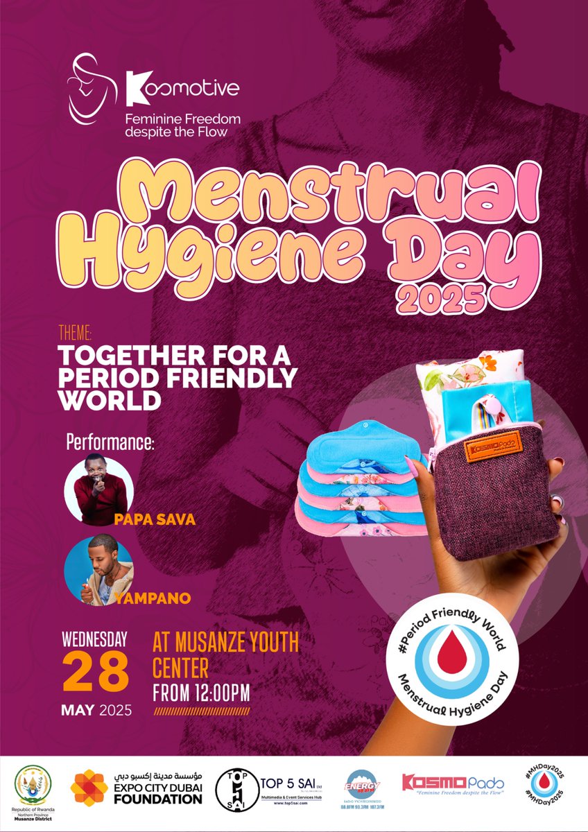 🔥Tommorrow we meet in #Musanze with  <a href="/yampano_waboi/">Yampano</a>  na <a href="/niyitegekagrat4/">niyitegeka gratien</a> celebrating Menstrual Hygiene Day 2025, Are you ready?!

📍Musanze Youth Center 🩸

🔥🎟️ The Entrance Is Free!

#MHDay2025 

<a href="/expocitydubai/">Expo City Dubai</a>  <a href="/MusanzeDistrict/">Musanze District</a>  <a href="/ENERGY888FM/">ENERGY RADIO (RW)</a>   <a href="/MHDay28May/">MenstrualHygieneDay</a>  <a href="/top5sai/">TOP5SAI</a>