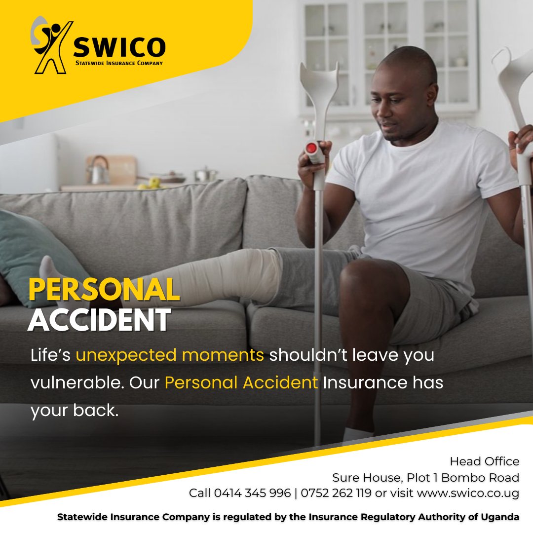 swico_uganda's tweet image. You may not be able to predict your future, but you can safeguard it. Get yourself our Personal Accident #insurance policy and shield yourself from unforeseen events. #SecureWithSWICO
