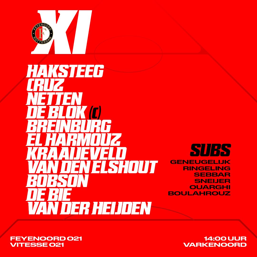 Feyenoord's tweet photo. 𝐗𝐈 #FeyenoordO21! 🔴⚪️⚫️
#feyvit https://t.co/ZPhkDN7XPp