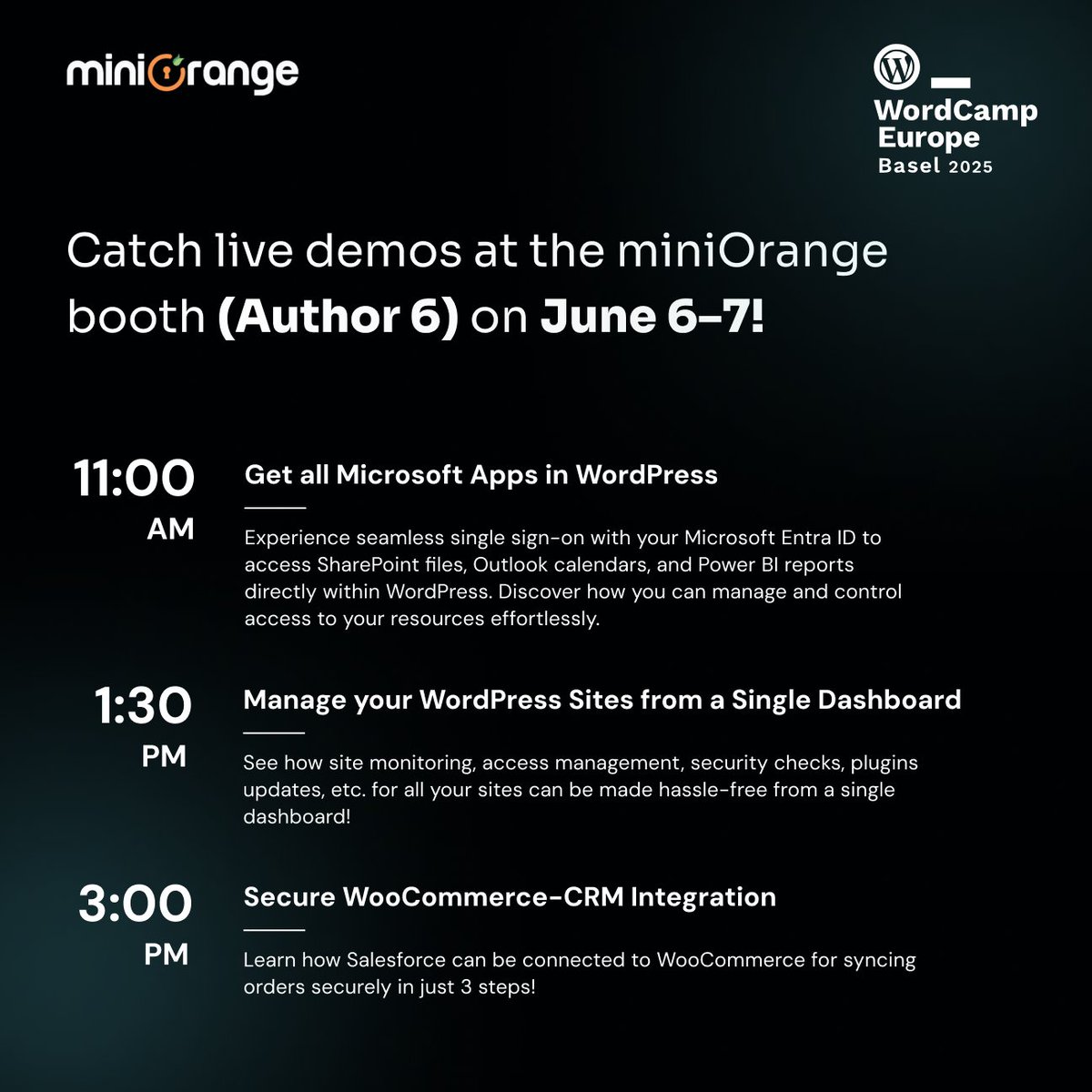 miniOrange Inc (@miniorange_inc) on Twitter photo ๐บ๐ถ๐ป๐ถ๐ข๐ฟ๐ฎ๐ป๐ด๐ฒ ๐ถ๐ ๐ต๐ฒ๐ฎ๐ฑ๐ฒ๐ฑ ๐๐ผ <a href="/WCEurope/">WordCamp Europe</a> ๐ฎ๐ฌ๐ฎ๐ฑ!
Join us on June 6 & 7 at ๐๐ผ๐ผ๐๐ต ๐๐๐๐ต๐ผ๐ฟ ๐ฒ in Basel for expert sessions, live demos, and powerful tools to supercharge your WordPress security and integrations.
๐ฆ๐ฒ๐๐๐ถ๐ผ๐ป๐ ๐ฌ๐ผ๐ ๐๐ฎ๐ปโ๐ ๐ ๐ถ๐๐: ๐บ๐ถ๐ป๐ถ๐ข๐ฟ๐ฎ๐ป๐ด๐ฒ ๐ถ๐ ๐ต๐ฒ๐ฎ๐ฑ๐ฒ๐ฑ ๐๐ผ <a href="/WCEurope/">WordCamp Europe</a> ๐ฎ๐ฌ๐ฎ๐ฑ!
Join us on June 6 & 7 at ๐๐ผ๐ผ๐๐ต ๐๐๐๐ต๐ผ๐ฟ ๐ฒ in Basel for expert sessions, live demos, and powerful tools to supercharge your WordPress security and integrations.
๐ฆ๐ฒ๐๐๐ถ๐ผ๐ป๐ ๐ฌ๐ผ๐ ๐๐ฎ๐ปโ๐ ๐ ๐ถ๐๐: