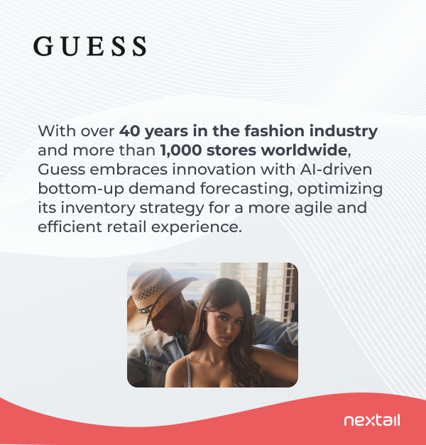 Nextail_co's tweet photo. 👕 Better inventory placements, higher margins, fewer stockouts – that’s smart retail.

See how @GUESS #inventorymanagement strategy underwent a paradigm shift with @Nextail_co achieving stronger sales and greater flexibility.

#PoweredbyNextail https://t.co/EHVm3s0J9v