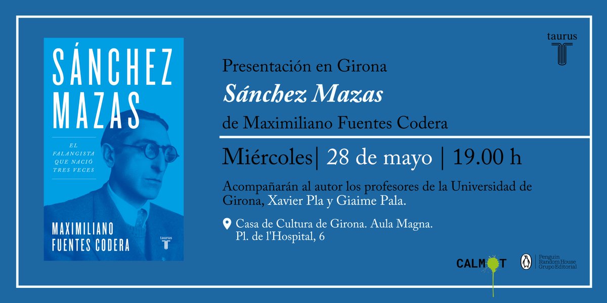 Editorial Taurus (@tauruseditorial) on Twitter photo Os recordamos que mañana tenemos una cita en #Girona 👇
📖 <a href="/mfuentescodera/">Maxi Fuentes Codera</a> conversará con los profesores de la Universidad de Girona, <a href="/PlaXavierpla5/">Xavier Pla</a> y <a href="/GiaimePala/">Giaime Pala</a>
⏰ 19h
📍<a href="/casadeculturagi/">Casa Cultura Girona</a>, #Girona Os recordamos que mañana tenemos una cita en #Girona 👇
📖 <a href="/mfuentescodera/">Maxi Fuentes Codera</a> conversará con los profesores de la Universidad de Girona, <a href="/PlaXavierpla5/">Xavier Pla</a> y <a href="/GiaimePala/">Giaime Pala</a>
⏰ 19h
📍<a href="/casadeculturagi/">Casa Cultura Girona</a>, #Girona