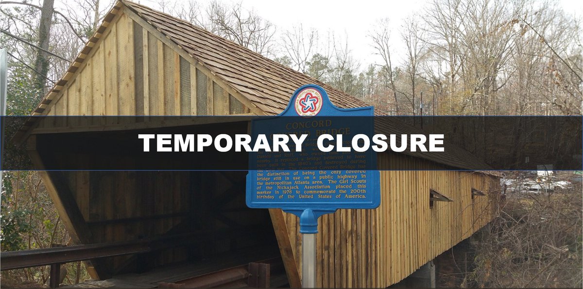 Heads up!  Concord Rd at the Covered Bridge will be closed daily from Tuesday through Thursday (May 27–29), between 9:00 AM and 4:00 PM, to accommodate emergency maintenance and repairs.