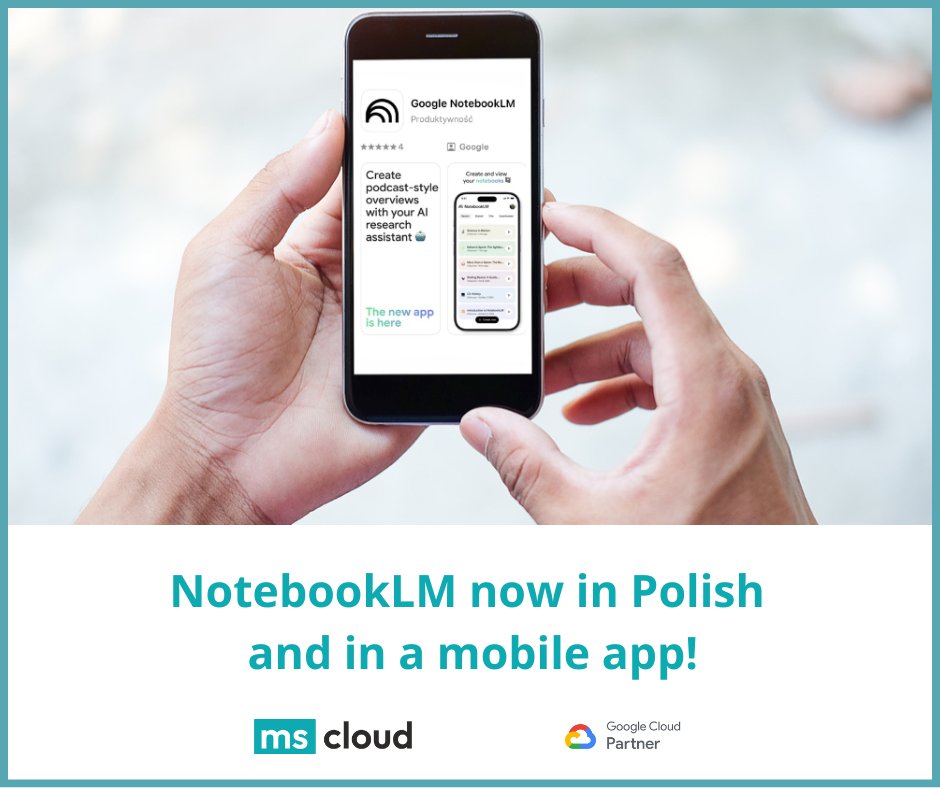 mscloud20's tweet image. NotebookLM now in Polish and on smartphones 📱
🗂️ Source analysis
🎧 Offline audio summaries
🧠 AI from Google
Check out what&apos;s new 🔗 mscloud.pl/baza-wiedzy/bl…

#MScloud #NotebookLM #GoogleAI #Google #GoogleGemini