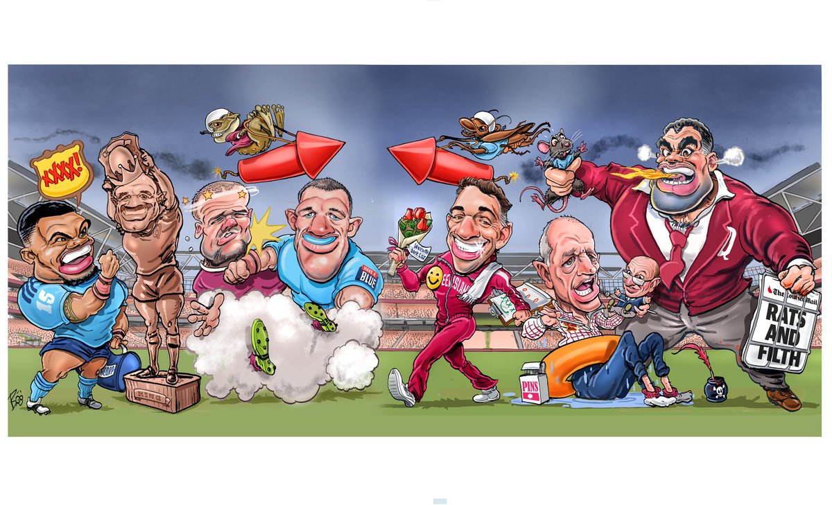 Scott Bailey (@boobaileytele) on Twitter photo The gloves are off, it's time for uncivil war! Old sparring partners, <a href="/BuzzRothfield/">BUZZ ROTHFIELD</a> and <a href="/craddock_cmail/">Robert Craddock</a> pull no punches as they go head to head on #origin eve. My art for <a href="/telegraph_sport/">Telegraph Sport</a> and <a href="/couriermail/">The Courier-Mail</a> ultimate guide to tomorrow's big one. #nswblues #qldmaroons The gloves are off, it's time for uncivil war! Old sparring partners, <a href="/BuzzRothfield/">BUZZ ROTHFIELD</a> and <a href="/craddock_cmail/">Robert Craddock</a> pull no punches as they go head to head on #origin eve. My art for <a href="/telegraph_sport/">Telegraph Sport</a> and <a href="/couriermail/">The Courier-Mail</a> ultimate guide to tomorrow's big one. #nswblues #qldmaroons