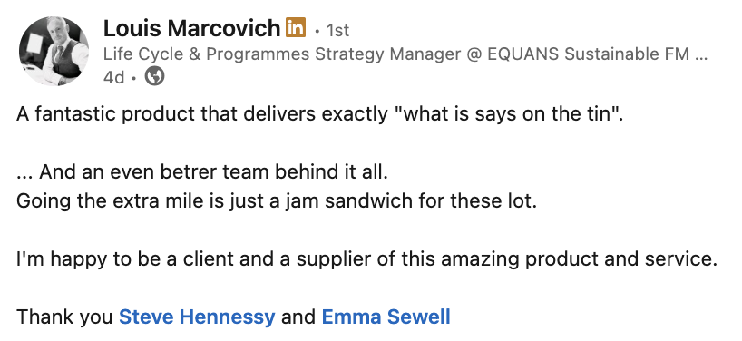 Praise doesn't get much higher than this! So proud of our team and our sustainable welfare products. Thank you Louis Marcovich of <a href="/EQUANS_UK/">Equans UK & Ireland</a> / <a href="/EQUANS_Official/">Equans</a> for your lovely words. So glad you are happy with your cabins and with our amazing staff!
loom.ly/BeTFal0