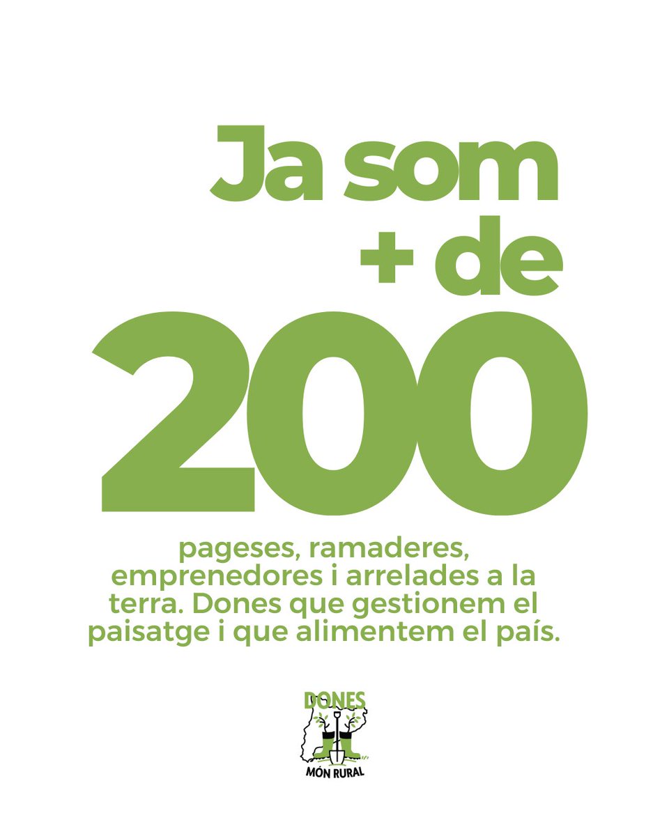 💚Ja som més de 200 sòcies!

👩🏻‍🌾 Més dones, més talent, més visibilitat.
I amb cada incorporació, sumem història, força, una nova raó per seguir lluitant per un món rural viu, just i igualitari

🤝 Seguim juntes. Teixint xarxa

🔈Seguim sent VEU. Seguim RURALS. Seguim ESSENCIALS