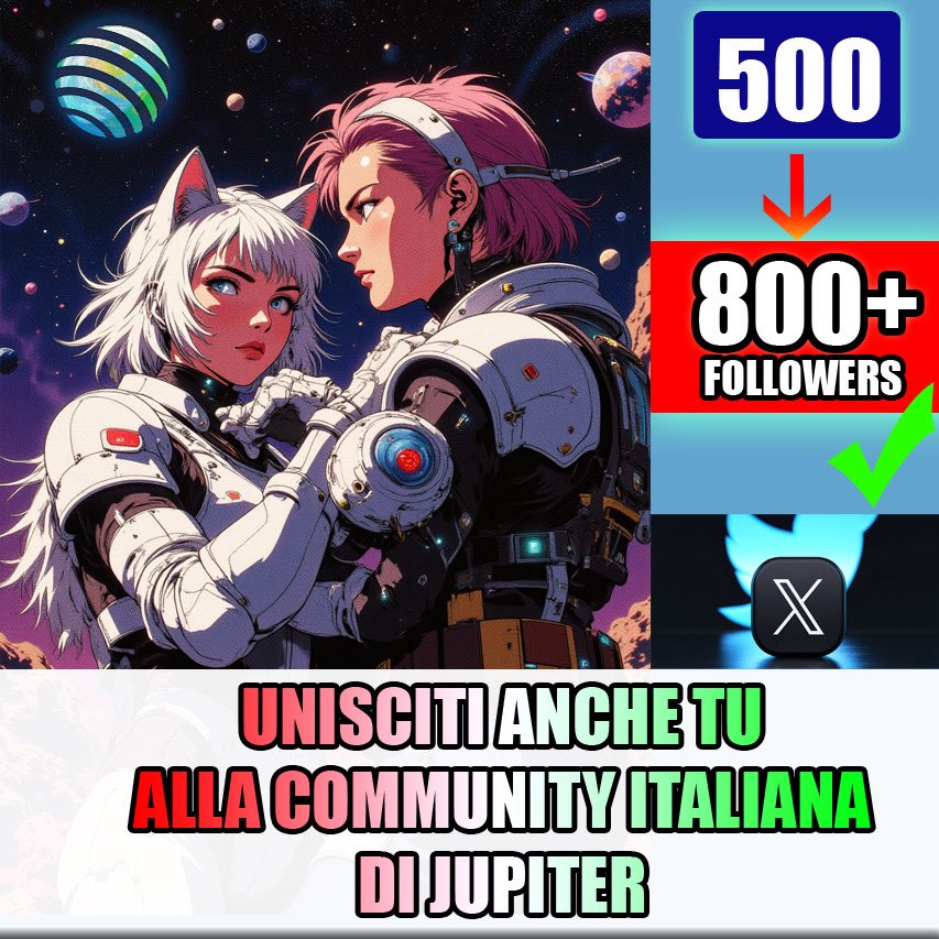 <a href="/JUP_ITALY/">JUP Italy</a> 🇮🇹 in just one week gained more than 300 followers ✅ thanks to everyone, we will continue to grow together
J4J 🪐🫶🏻