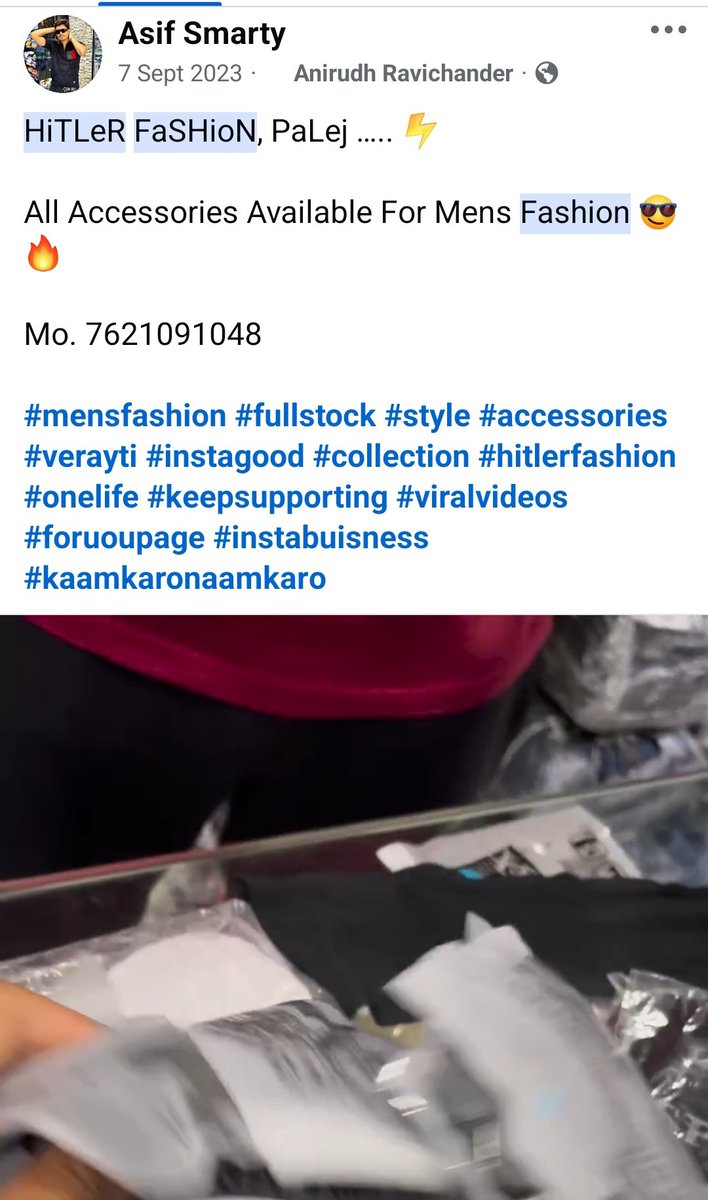 HPhobiaWatch's tweet photo. The owner of Hitler Fashion brand is Asif. He is Palestine supporter and kept his store name as an anti-semitism flex but @SupriyaShrinate @Pawankhera and other congressi trolls are shamelessly linking a Muslim business to RSS

@RSSorg @friendsofrss must file an FIR against them https://t.co/zpmXwaIvrV