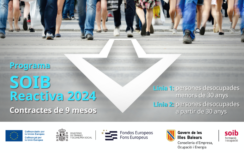 SOIBgoib's tweet photo. 📢📢SUBSTITUCIONS programa SOIB Reactiva 2024 a #Mallorca‼
ℹ️Informació i inscripcions a https://t.co/6hD2gnKpbk
#SOIBReactiva #IBfonsEU #ibFSEPLUSeu
➕👇 https://t.co/yFa8zRa6wx